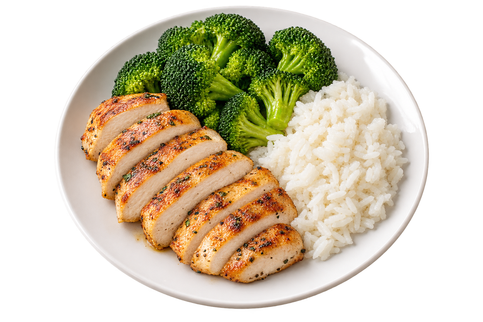 Chicken, rice and broccoli meal